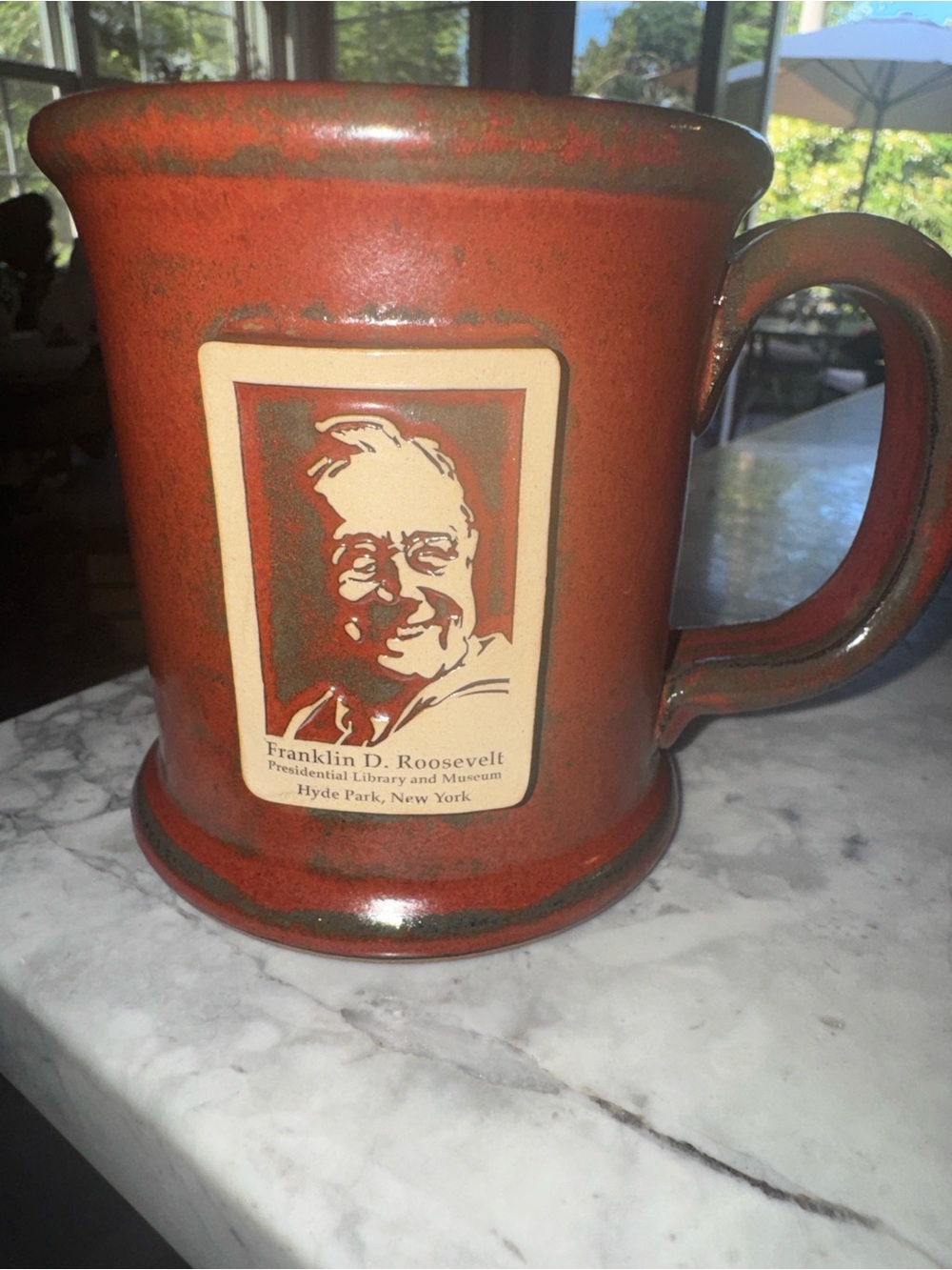 Rust-Tone Stoneware Franklin D. Roosevelt Commemorative Ceramic Mug